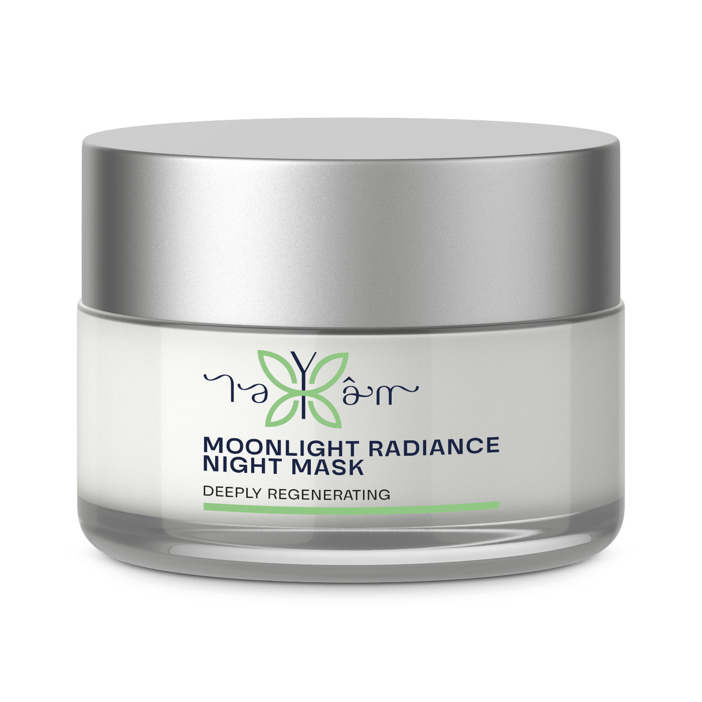 Moonlight Radiance Night Mask jar, silver lid, logo visible.